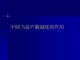 中国当前户籍制度的作用
