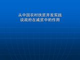 从中国农村扶贫开发实践谈政府在减贫中的作用