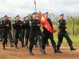 中国维和警察防暴队在利比里亚举行首次升旗仪式