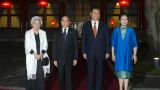 习近平会见柬埔寨国王西哈莫尼和太后莫尼列