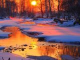 新疆北部冰雪消融 哈巴河夕阳美景令人陶醉