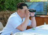 金正恩观看朝鲜海军反舰火箭试射训练