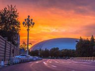 北京难得一见的彩虹与晚霞