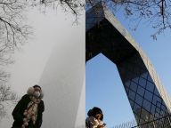 【拼图】雾霾与蓝天的北京