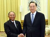 俞正声会见柬埔寨国会主席韩桑林