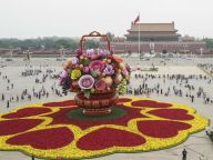 【这里是北京】国庆花坛扮靓首都