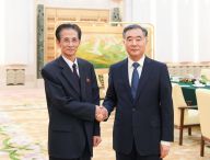 汪洋会见朝鲜祖国统一民主主义战线中央委员会议长金完洙