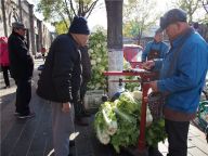冬储菜上市受欢迎 吸引外国游客拍照留影