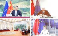 李克强同欧洲理事会主席米歇尔、欧盟委员会主席冯德莱恩共同主持第二十二次中国－欧盟领导人会晤