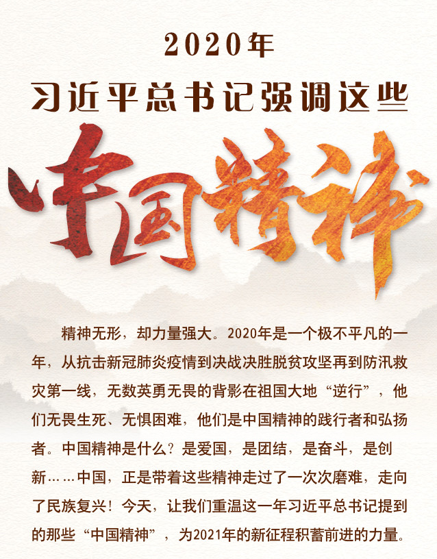2020年，习近平总书记强调这些“中国精神”