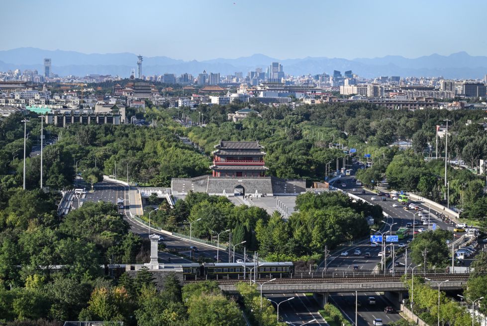 这是2025年9月17日拍摄的北京永定门一带景观。新华社记者 陈晔华 摄