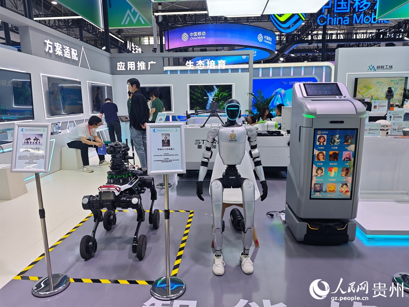 2、2026数博会贵州&ldquo;模数工场&rdquo;展区的AI产品。人民网 黄小桃摄