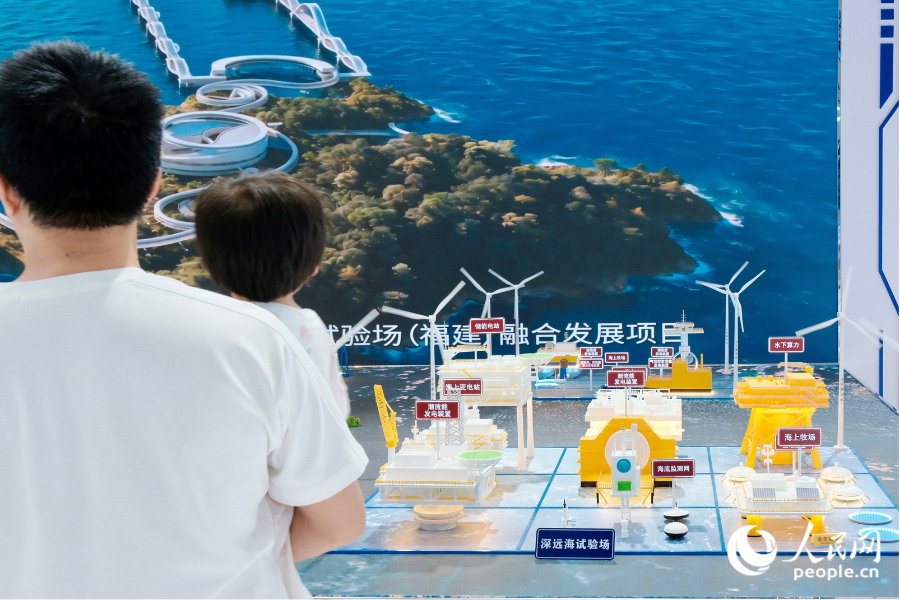 福州市民参观展会上的&ldquo;深远海试验场&rdquo;。人民网 欧阳奕奕摄